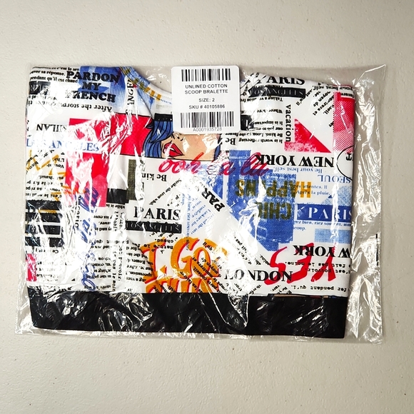 ❤️NWT VINTAGE TORRID SCOOP BRALETTE / SPORTS BRA - NEWSPAPER PRINT - PLUS SIZE - Picture 5 of 10